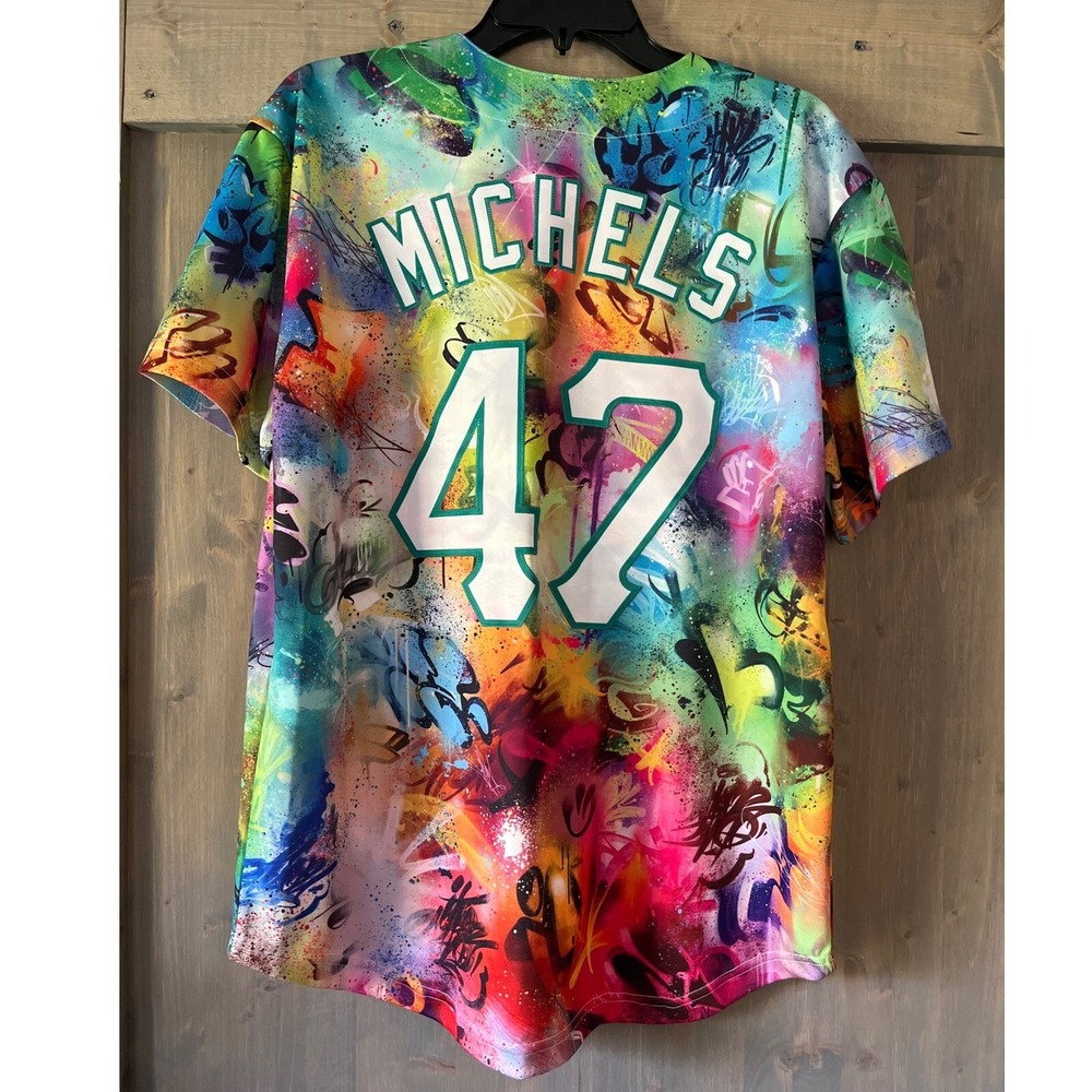 Graffiti Baseball Jersey "Michels‎ 47" Colorful Men's Size Medium - Picture 5 of 7